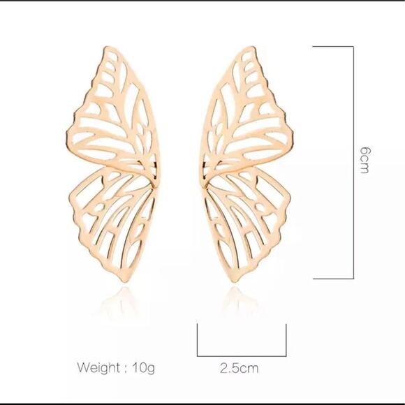 Gold Butterfly Wing Earrings - Picture 4 of 4